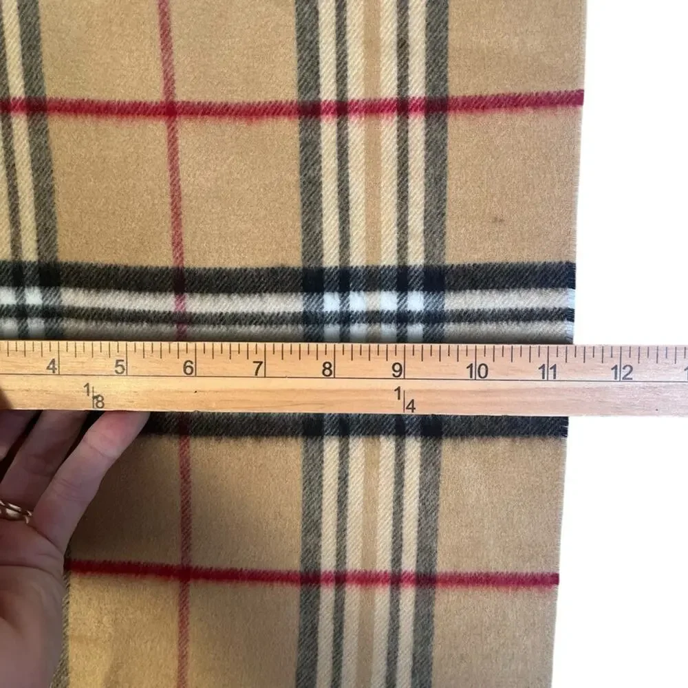 V Fraas Cashmink Classic Plaid Scarf With Fringe Tan Black Soft Fuzzy Cozy Warm